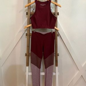 Outdoor Voices Color-block leggings + sports bra